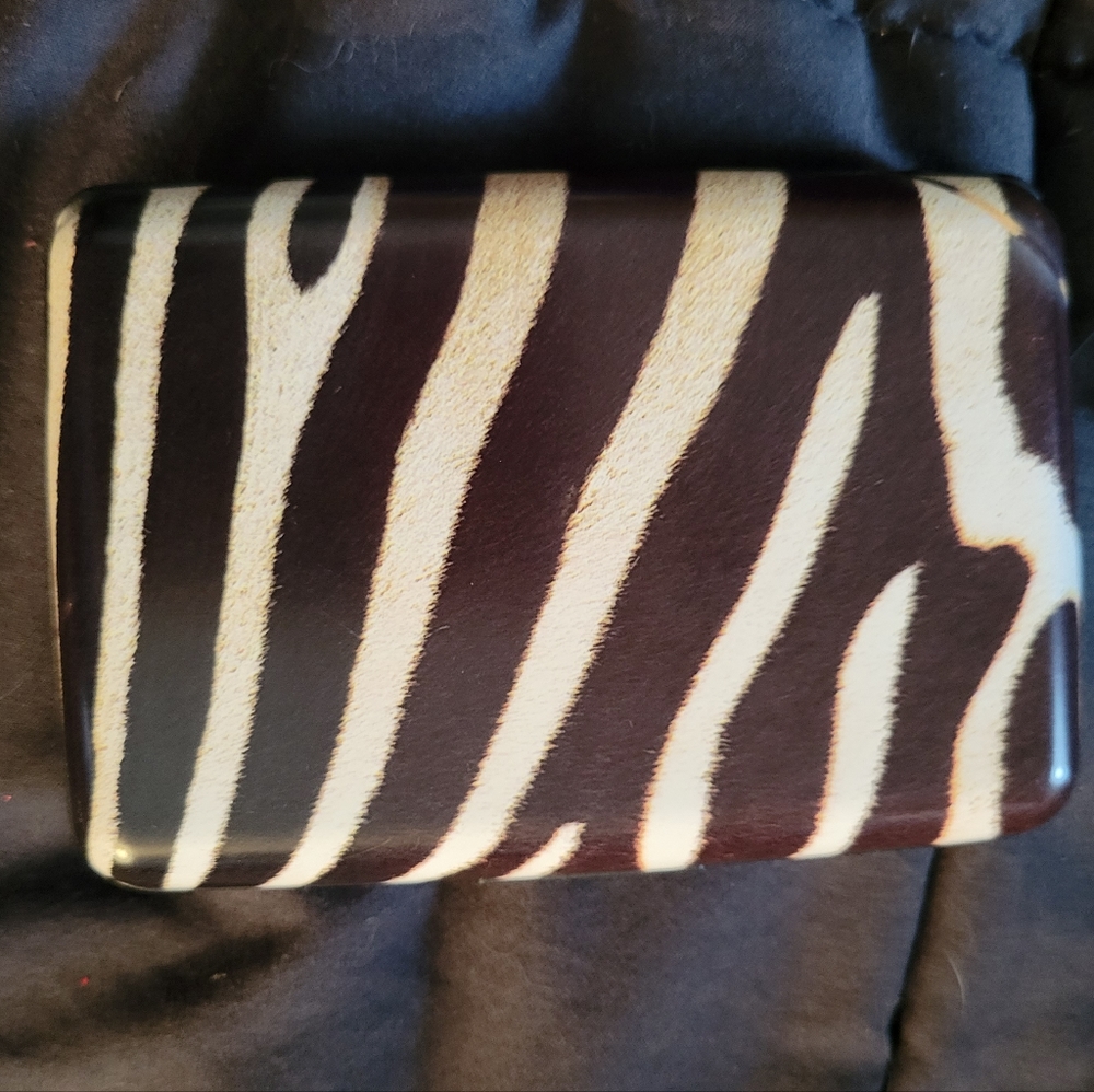 Zebra print armored wallet credit card case